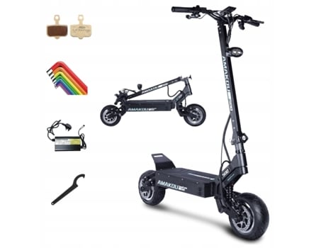 Scooter elétrica Amakou Speed ???????turbo ST500 de 11 polegadas, 5000 W, 2 motores duplos, bateria de 72 V 38,3 A, 100 km/h