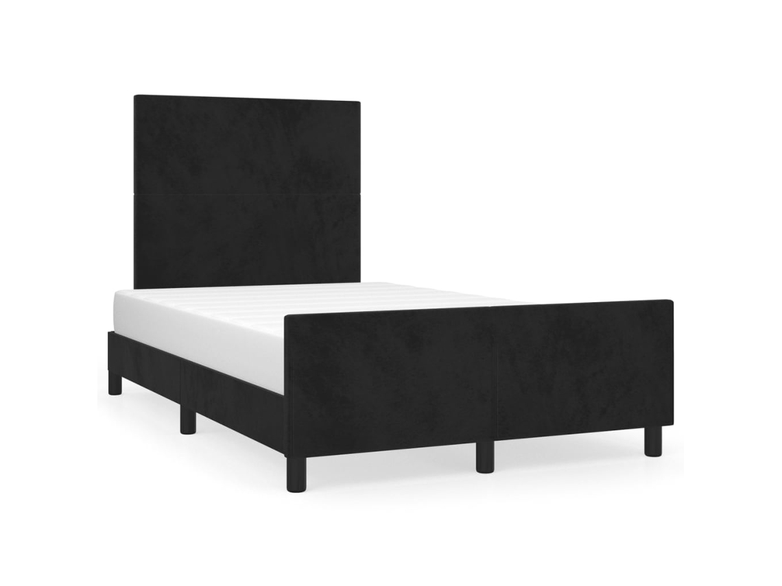 Bed Frame With Headboard, Bed Frames With Headboards Vidaxl Preto Veludo (120 X 190 Cm)