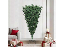 Vidaxl Árvore De Natal Artificial Pré-iluminada De Cabeça Para Baixo Com Conjunto De Bolas
