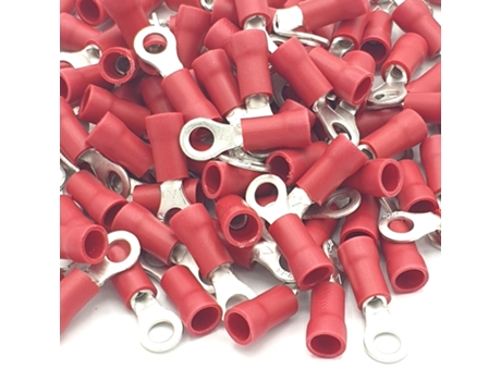 100 Unidades de Terminais de Anel de Crimpagem Isolados Vermelhos Tamanho do Pino 3.7 mm Conectores
