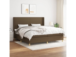 Vidaxl Cama Com Molas/colchão 200x200 Cm Tecido Castanho-escuro