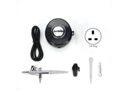 Mini bomba de ar para injeção de oxigênio, pintura, tatuagens, limpeza, kit de aerógrafo 136 de 0,4 mm, plugue do Reino Unido, 100-240 V