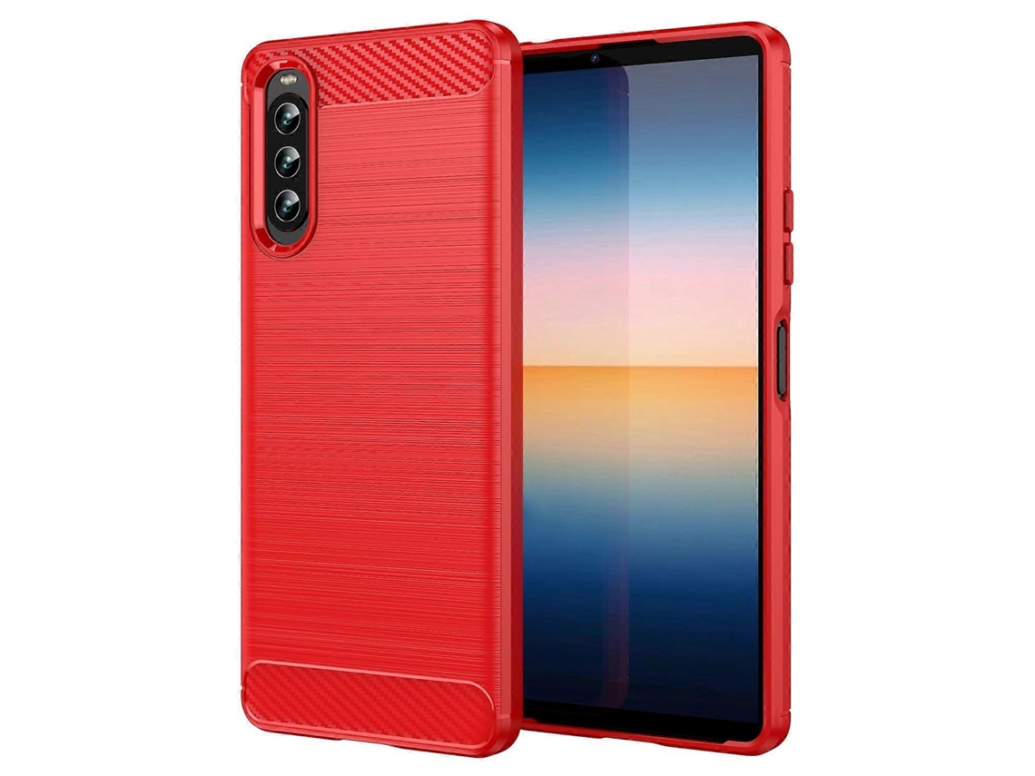 Capa De Celular De Fibra De Carbono Tpu Com Textura Escovada Para Sony Xperia 10 Iv