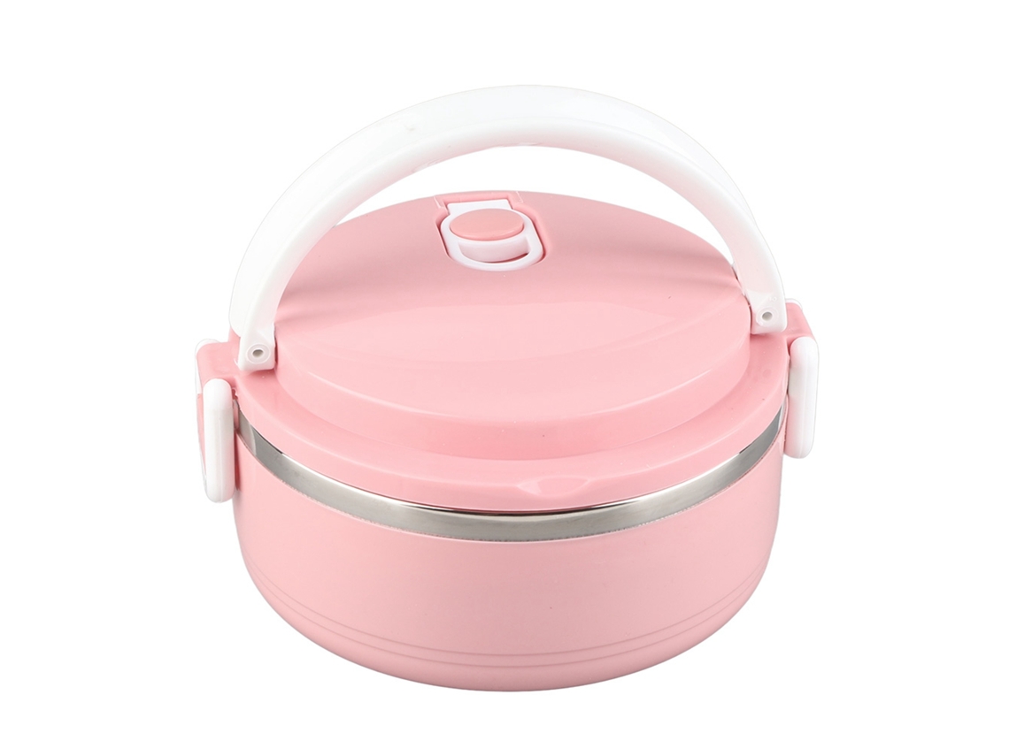 Caixa de Almoço S/MARCA térmica portátil de aço inox rosa 0,7l com fecho seguro e alça ergonômica