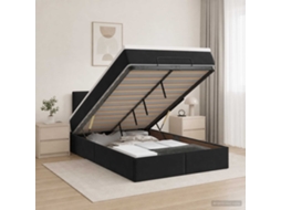 Vidaxl Cama Ottoman Com Colchão Preto 120 X 190 Cm Veludo