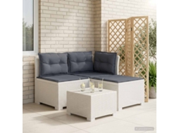 Vidaxl Sofá De Jardim 3 Lugares Com Almofadas Visual Rattan Pp Branco