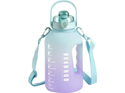 2026 botella de Água Linjou 2.2l Sem Bpa com Canudo e Marcas de Tempo Gradiente Azul Roxo