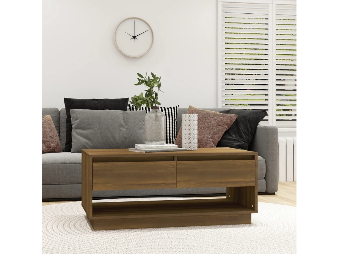Vidaxl Mesa Centro 102,5x55x44 Cm Derivados Madeira Carvalho Castanho