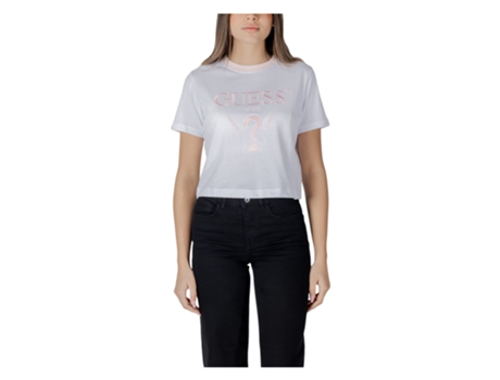 T-shirt De Mulher Guess Activewear Crop Algodão Branco (xs)