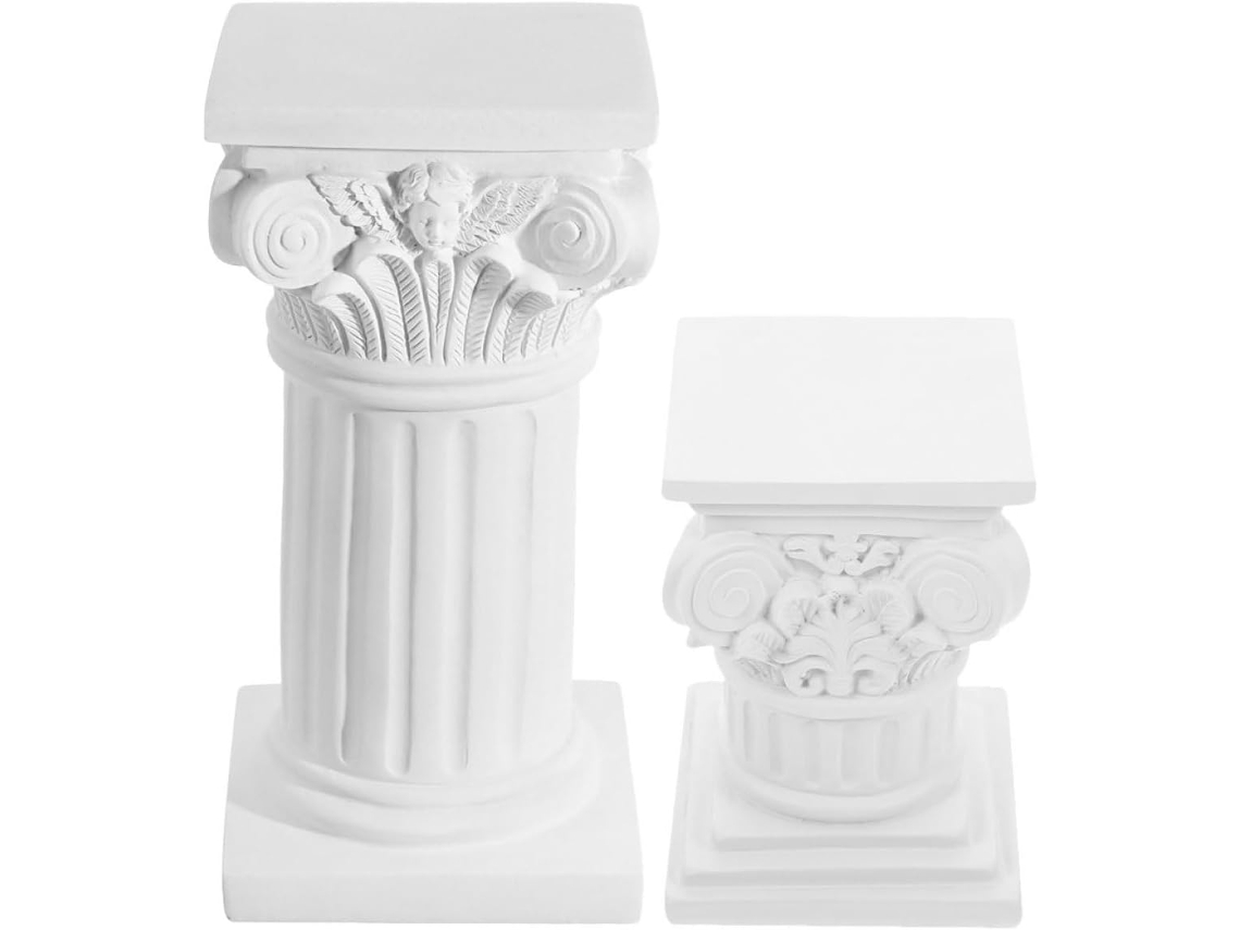 Elegantes Colunas Romanas Decorativas Casamento Resina Sintética Branca Conjunto 2 Peças Resistentes Seguras GOKOCO
