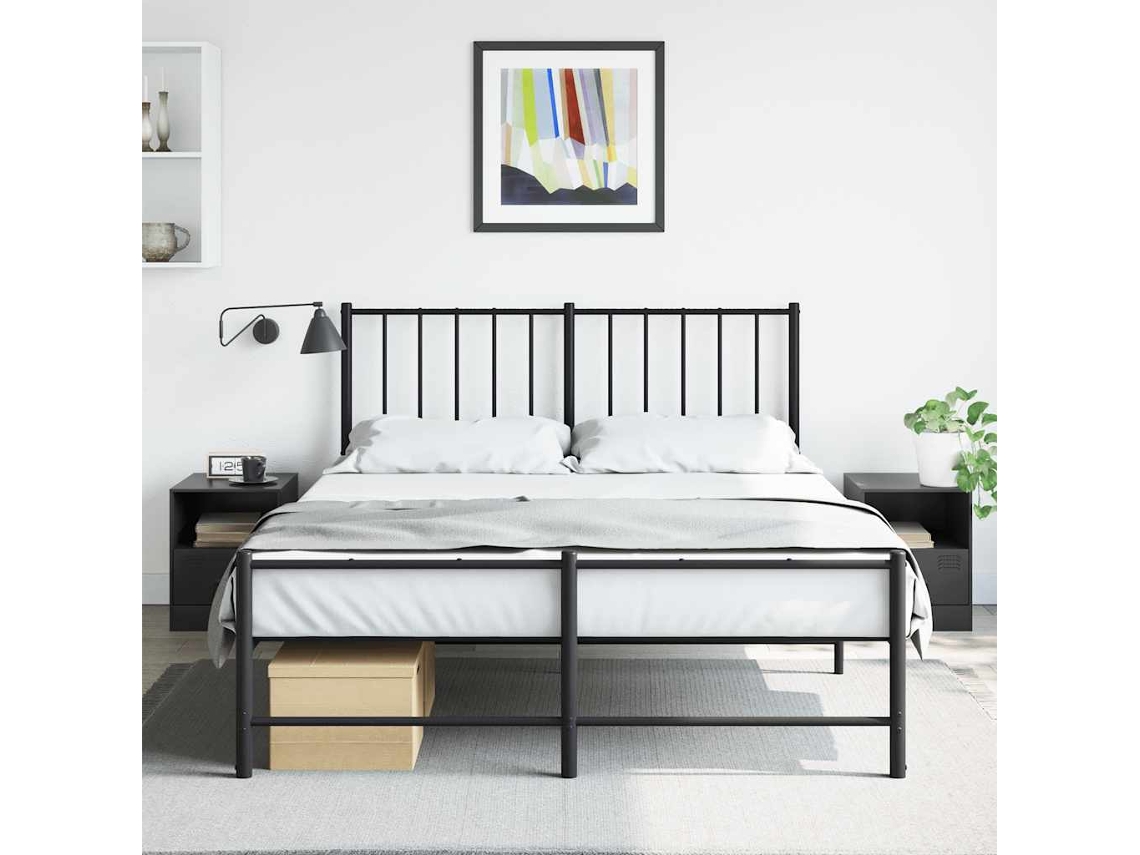 Vidaxl Mesas De Cabeceira 2 Pcs 34,5x39x44 Cm Aço Preto