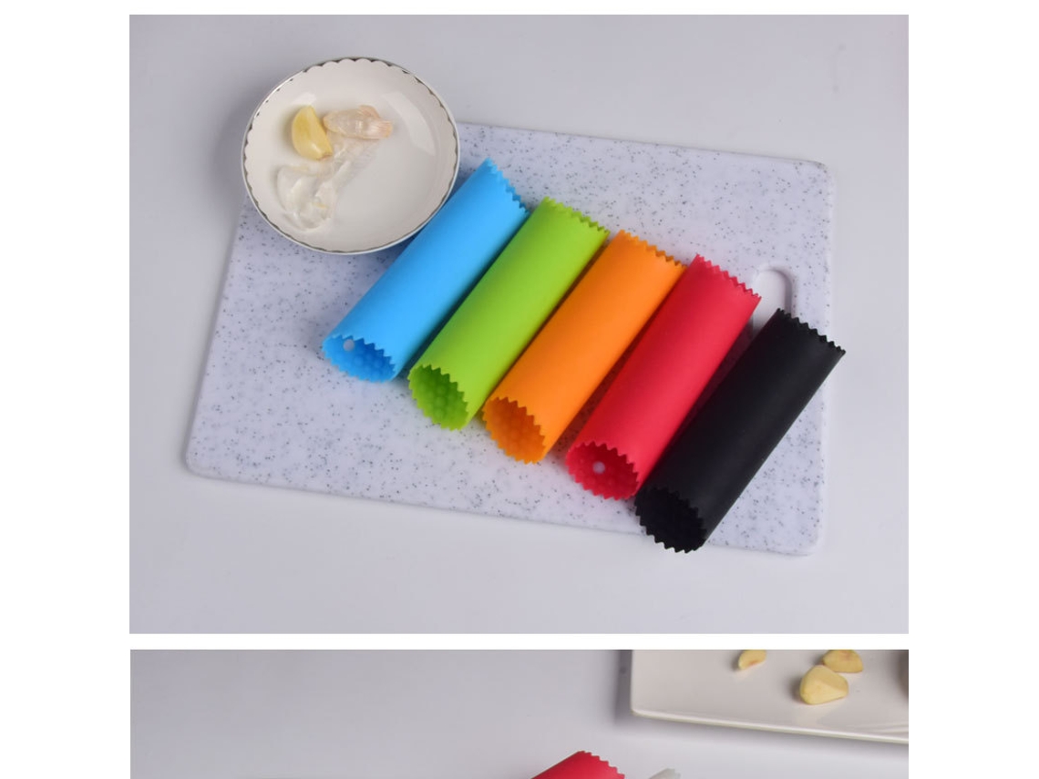 Descascador De Alho Silicone T, 13 Cm, Nas Cores Vermelho, Laranja, Azul, Verde E Preto