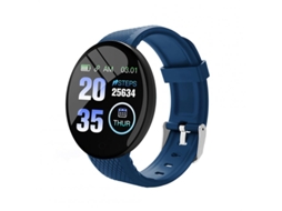 Pulseira Desportiva D18 de 1 44 Polegadas com Tela Redonda Monitor de Sono de Pressão Arterial Azul