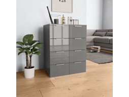 Aparador | Armário Buffet 60x35x80 Cm Derivados De Madeira Cinza Brilhante