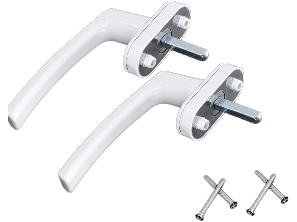 Conjunto De 2 Peças Fechadura Para Janela Batente Com Espaçamento Furos 43mm, Em Plástico E Aço Maçanetas Para Janelas
