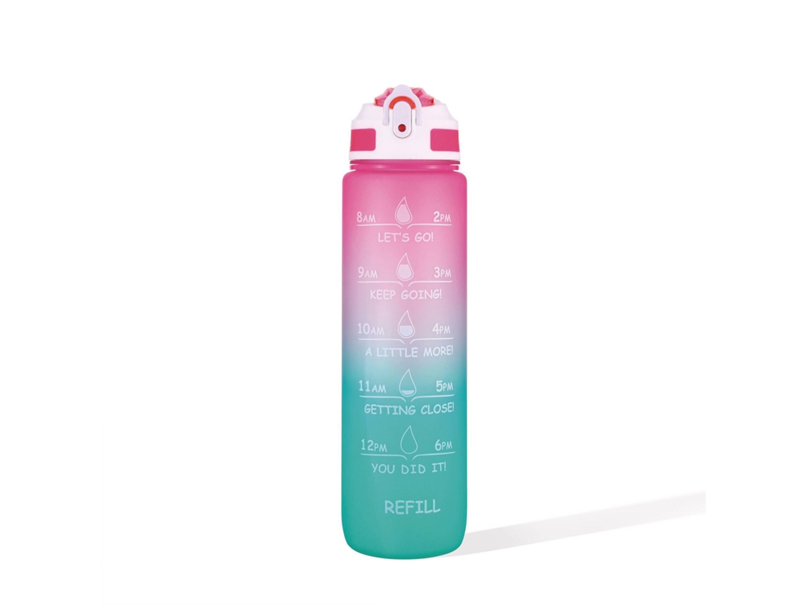 Garrafa Plástico 1l Rosa E Verde Tritan Kasa