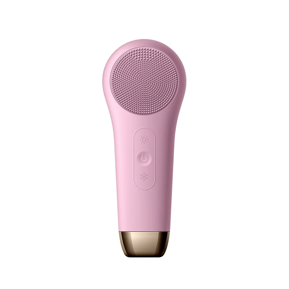 (rosa) Escova Elétrica De Silicone À Prova D'água Para Limpeza E Massagem Facial Com Compressas Quentes E Frias.