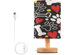 Luminária De Leitura Decorativa Com Usb, Luminária De Mesa Infantil, Bar, Pegadas De Pata, Ossos, Corações, Diversão