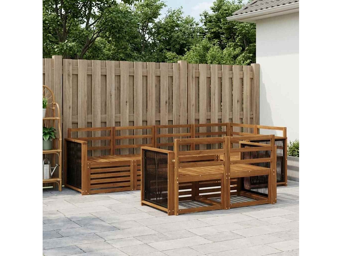 Vidaxl Conjunto De Sofá Sectional 6 Pcs Natural