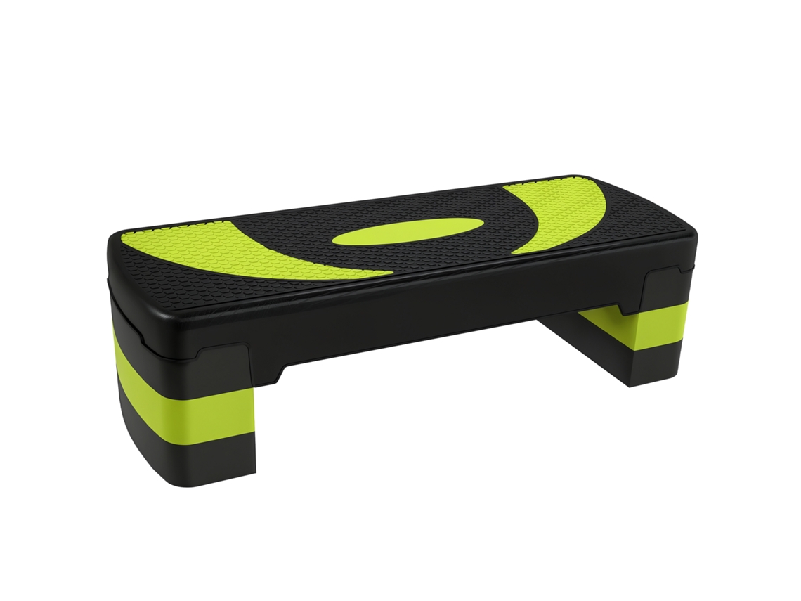 Step de exercício, plataforma ajustável em 3 níveis, 20 cm, 80x31x10 cm, verde/preto | S/MARCA