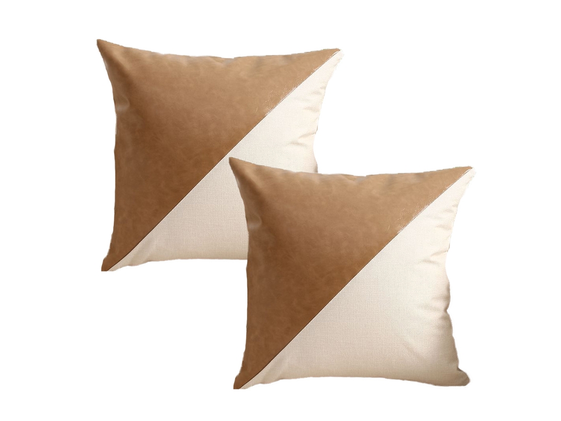 2pcs Pu Costura Travesseiro Coberta-moderna Simples Ins Cobertura De Travesseiro De Vento Casa Sofá Cobertura De Travesseiro De Carro