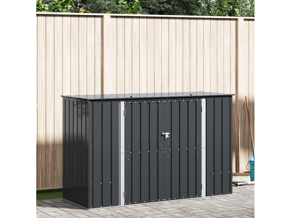 Vidaxl Caixa De Armazenamento Para Jardim Preto 214 X 82 X 132 Cm Aço