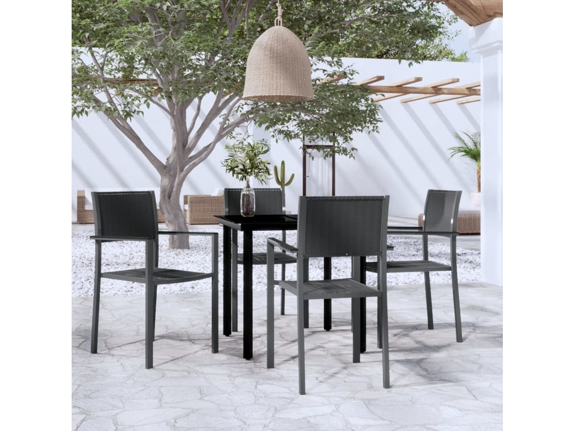 Pcs Conjunto De Jantar Para Jardim Preto Dkd Home Decor