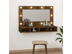 Vidaxl Armário Espelhado Com Led 90x31,5x62 Cm Carvalho Fumado