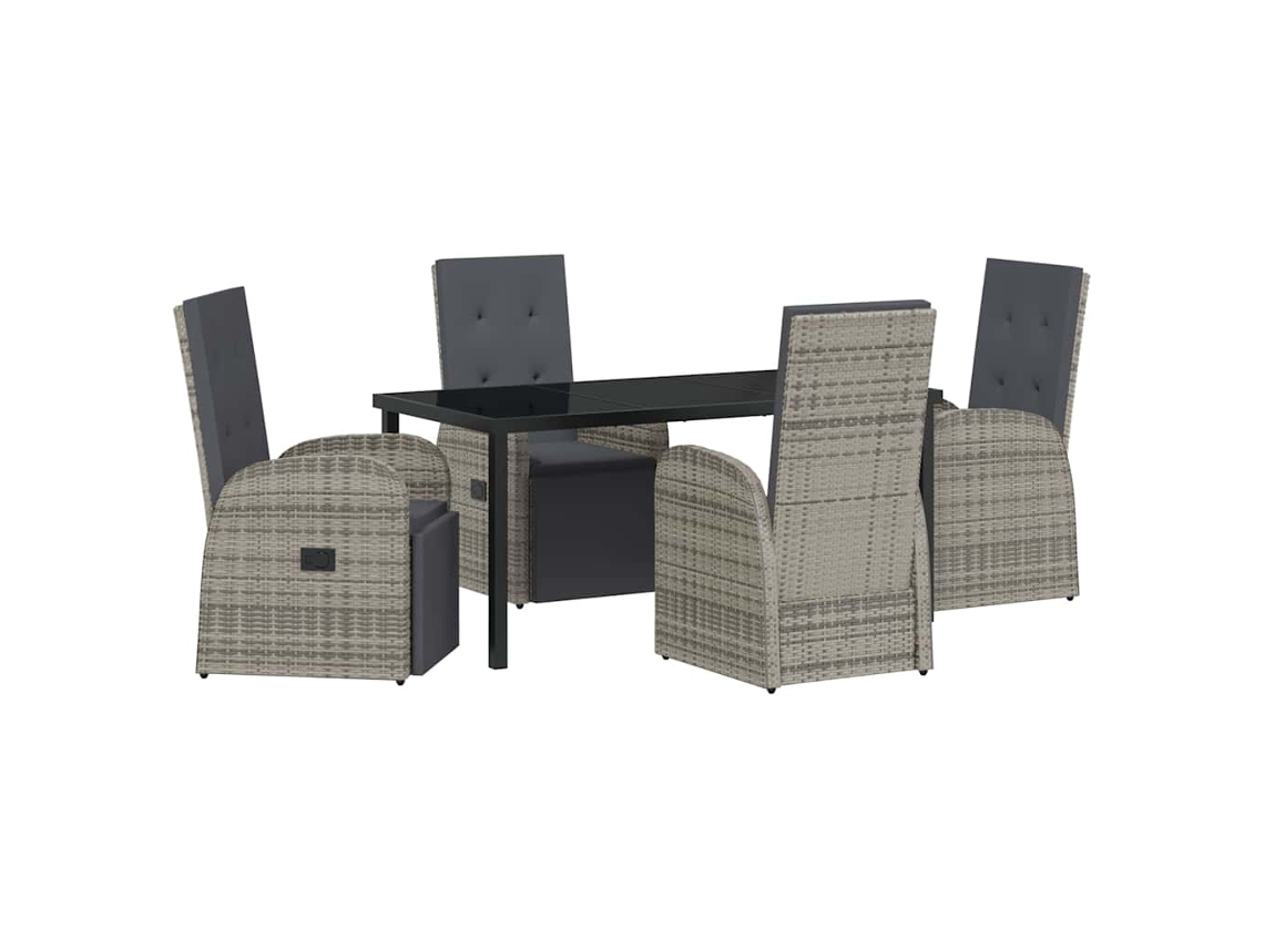Maison Exclusive - Conjunto De Jantar Para Jardim 5 Pcs Cinzeto Vime Pe