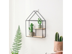 Prateleira Decorativa de Armazenamento Duas Camadas Cabine Preta 24.5x34.5x8