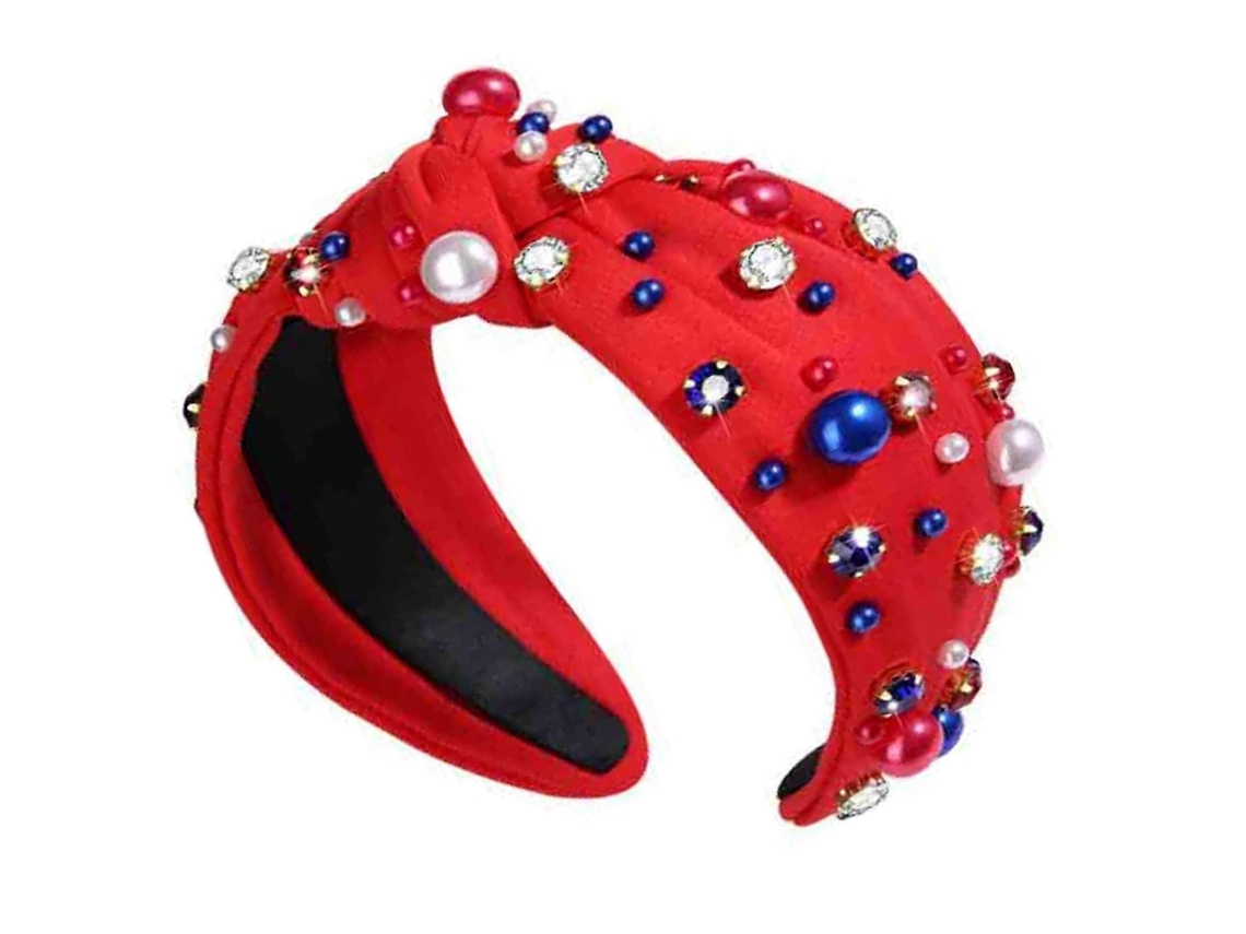 Faixa De Cabelo Com Pérolas E Joias, Acessório De Moda Para Festas E Dançared Color