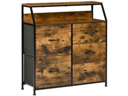 Cômoda Dobrável De Tecido Estilo Industrial Com 5 Gavetas, 83,5 X 29 X 87 Cm, Marrom