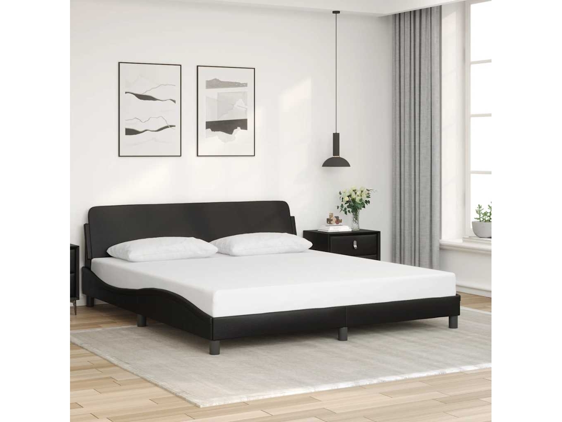 Vidaxl Estrutura De Cama Dover 180x200cm Couro Artificial Preto