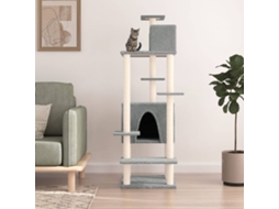 Vidaxl Árvore P/ Gatos C/ Postes Arranhadores Sisal 154 Cm Cinza-claro
