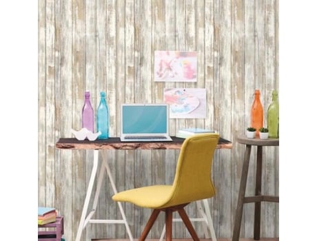 Papel de parede adesivo Roommates com aparência de madeira, 500 x 53 cm, vinil reposicionável