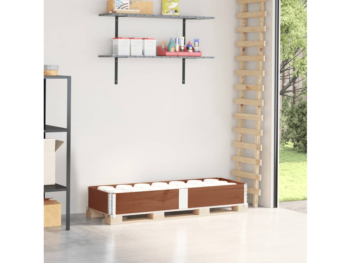 Vidaxl Colar Para Paletes 150x50 Cm Madeira De Pinho Maciça Castanho