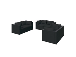 Garden Lounge Set, Garden Lounge Sets Vidaxl Preto Rattan / Vime (n/a)