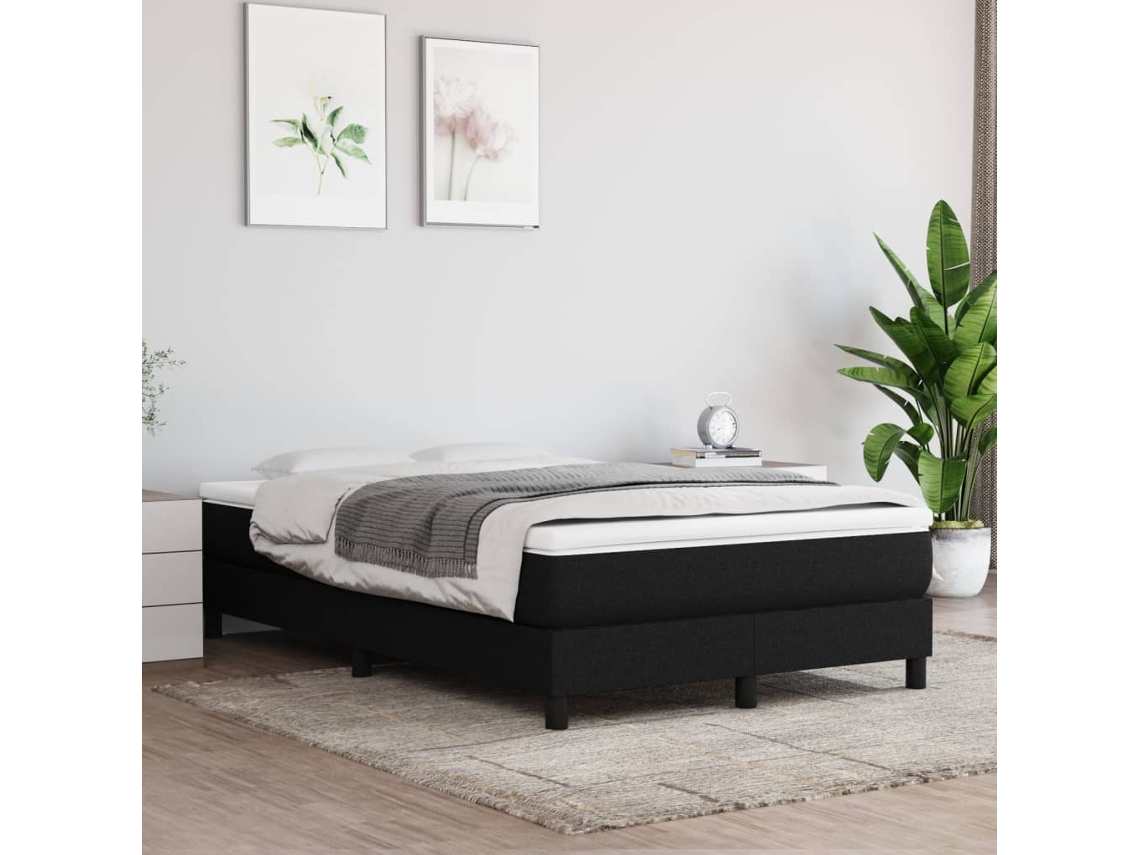 Vidaxl Estrutura De Cama Com Molas 120x200 Cm Tecido Preto