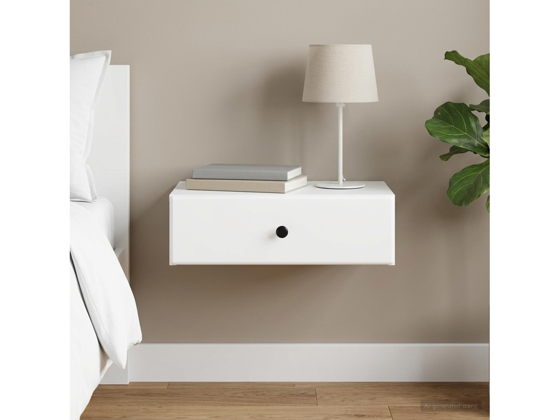 Vidaxl Mesa Lateral De Parede Branco 59 X 34,5 X 17 Cm