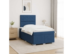 Vidaxl Cama Box Spring Com Colchão Azul 120 X 190 Cm Tecido