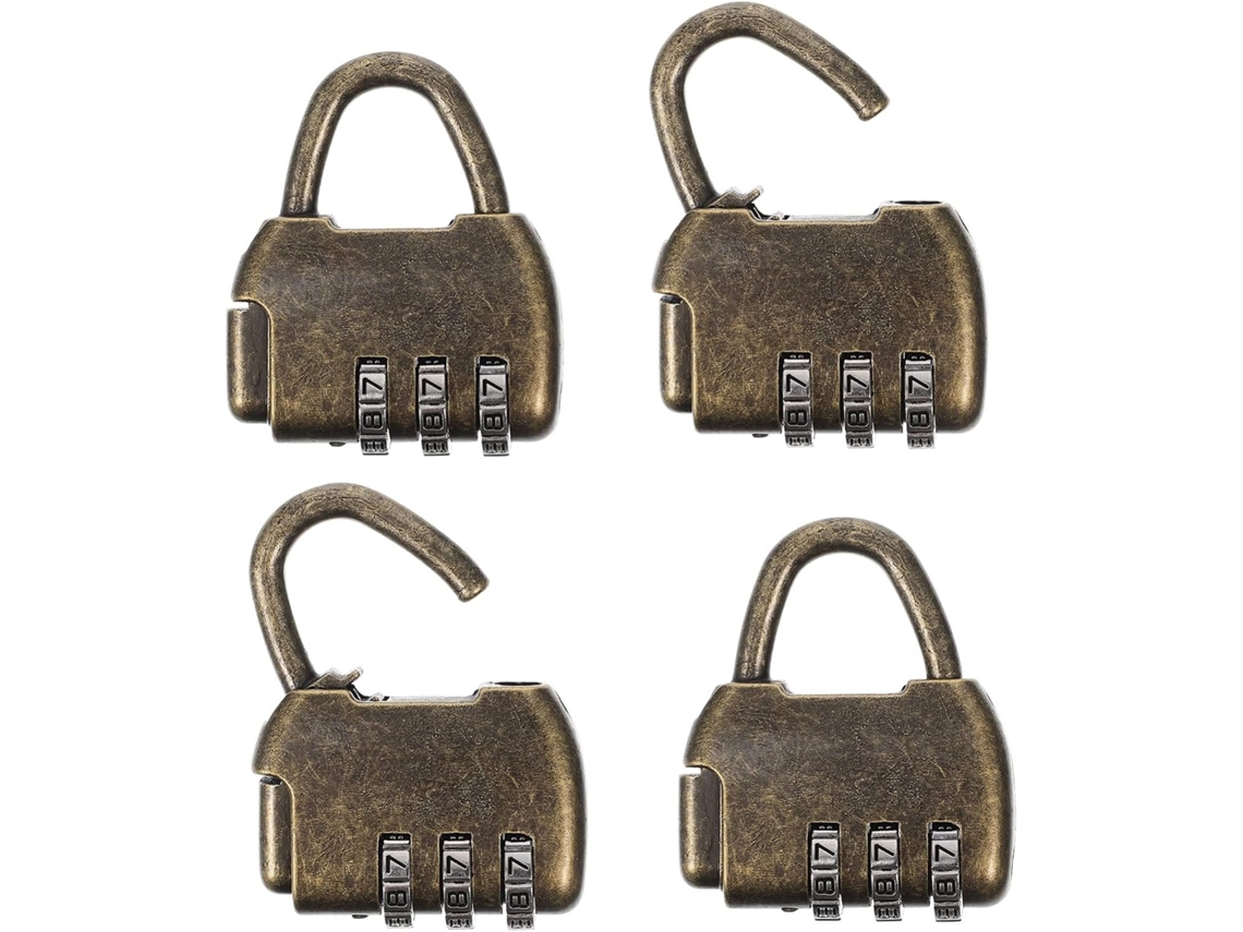 Conjunto De 4 Cadeados Combinação Estilo Retrô Antigo, Feitos Liga