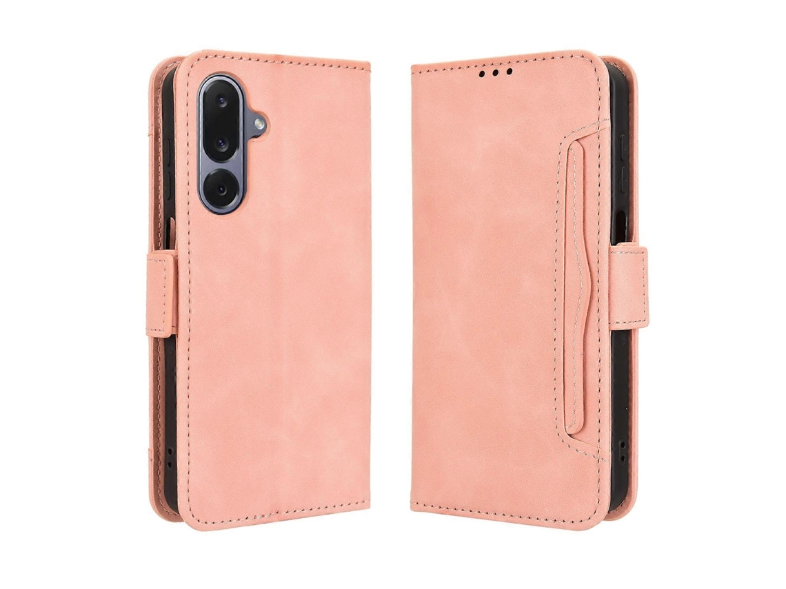 Capa De Couro Tipo Carteira Para Samsung Galaxy M36 5g Com Vários Compartimentos Para Cartões, Rosa