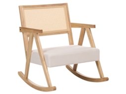 Mecedora Beliani Rya De Madera De Caucho Beige 65x78x79