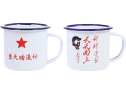 2 Peças Caneca De Esmalte Mini Retrô 150ml, Cor Claro
