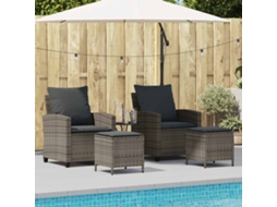 Vidaxl 4 Pcs Conjunto Sofás De Jardim C/ Almofadões Vime Pe Cinzento