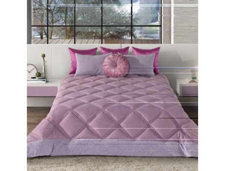 Colcha ARGILA 250x260cm Malva com 2 Almofadas — 95% Poliéster + 5% Algodão