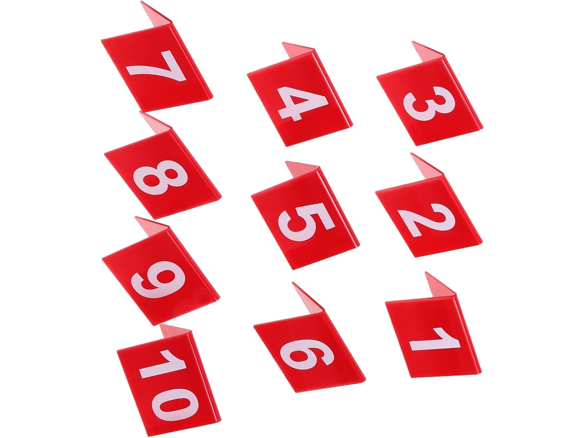 Identificação Fácil De Mesas Para Clientes, 10 Placas De Acrílico Dupla Face, Material Acrílico Vermelho Para