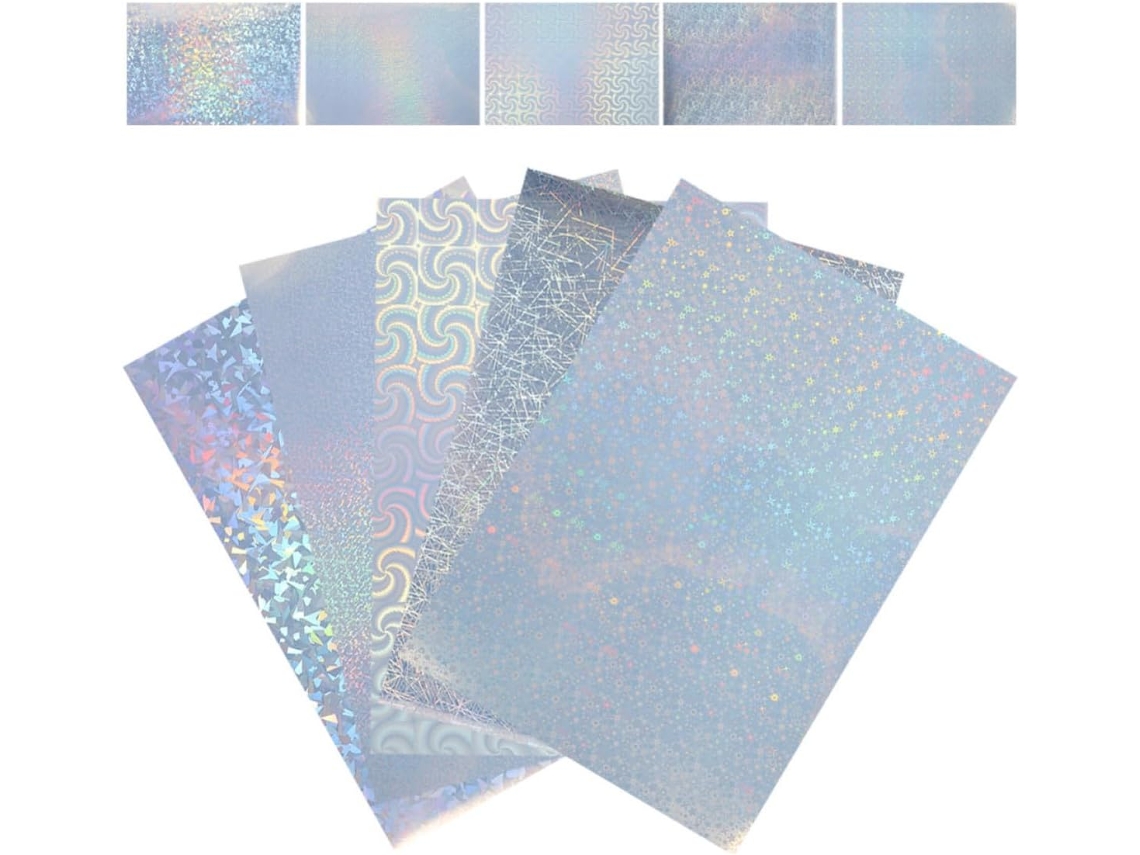Happyyami 30 Folhas de Filme PET Holográfico Laminado a Frio, Adesivo, Fácil de Cortar e de Secagem Rápida para
