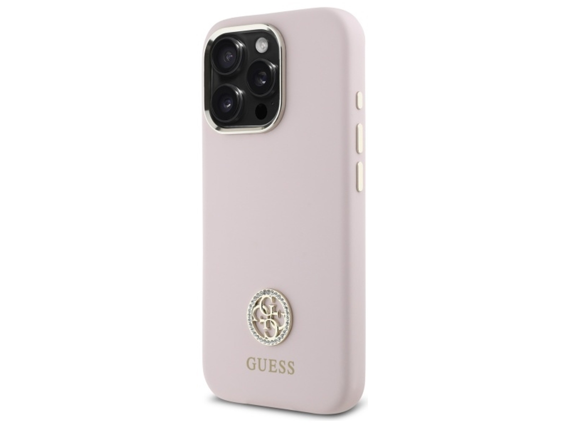 Capa para iPhone 16 Pro GUESS Silicone Rígida Rosa
