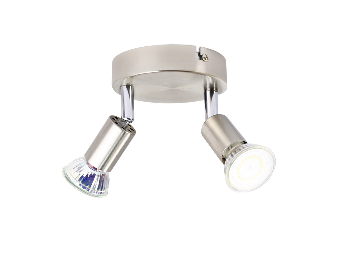 Led 2 Refletores de Teto Gu10 Ajustáveis ​​350 Moderna Lâmpada Redonda de Níquel Metal para Sala de Estar Quarto Sem Lâmpada NETTLIFE